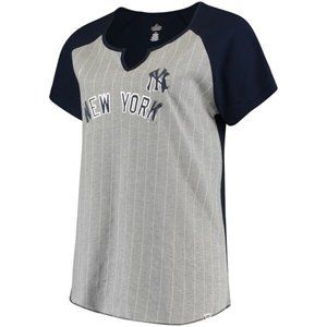 Women's New York Yankees Gray/Navy Pinstripe shirt with metallic details